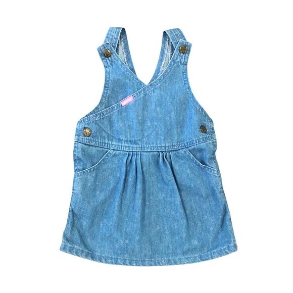 Vintage OshKosh B’Gosh Vestbak Overalls Pink Label Size 3T‎ Flowers Made In USA - Picture 1 of 12